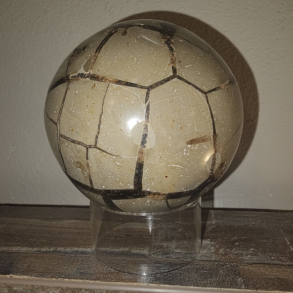 3.9" Septarian Polished Geode Sphere- Madagascar! - Picture 9 of 13